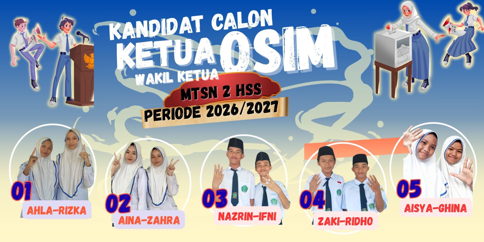 Panggung Demokrasi Memanas! Inilah Visi Misi Lengkap 5 Paslon Ketua OSIM MTsN 2 HSS yang Siap Bertarung Kamis Ini